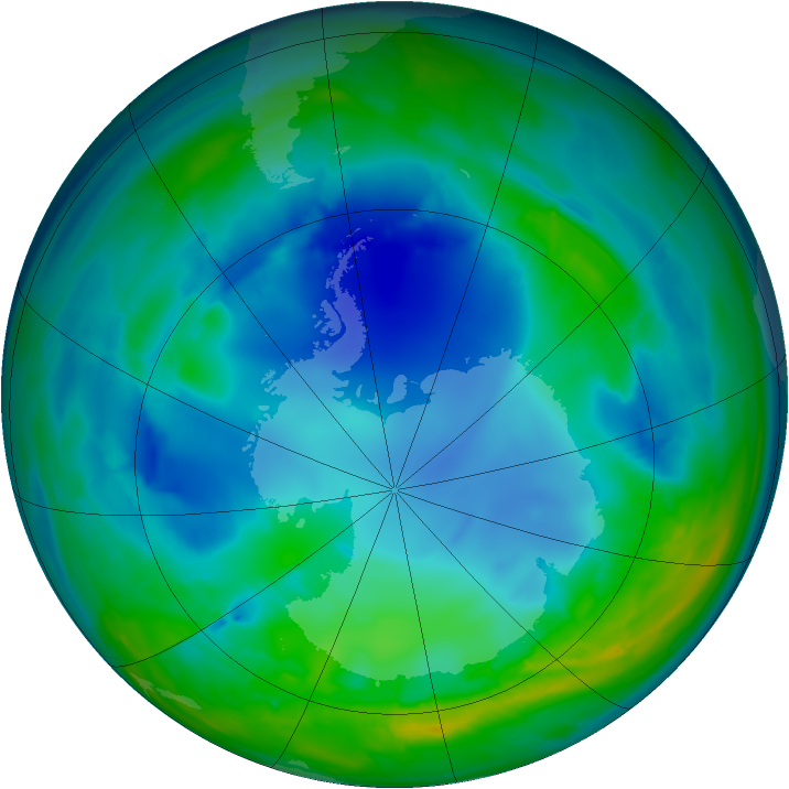Antarctic ozone map for 03 August 2008